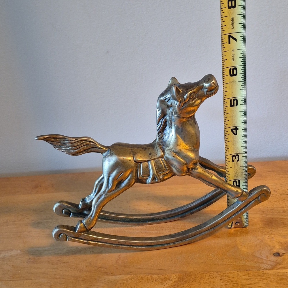 VINTAGE Solid Brass Rocking Horse Figurine Home Decor - Picture 13 of 15